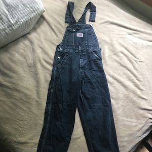 Black denim overalls